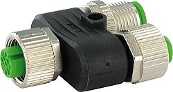 332762 T-COUPLER M12 FEMALE/M12 FEMALE+M12 MALE 0°