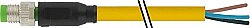 7000-08001-0300930 M8 male 0° A-cod. with cable PUR 3x0.25 ye UL/CSA+drag ch. 9.3m