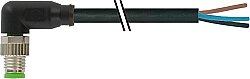 7000-08021-6300030 M8 male 90° A-cod. with cable PUR 3x0.25 bk UL/CSA+drag ch. 0.3 m