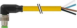 7000-08031-0310150 M8 male 90° A-cod. with cable PUR 4x0.25 ye UL/CSA+drag ch. 1.5m