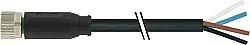 7000-08061-6343800 M8 female 0° A-cod. with cable PUR 4x0.34 bk UL/CSA+drag ch. 38m