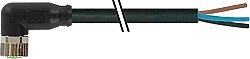 7000-08081-6300050 M8 female 90° A-cod. with cable PUR 3x0.25 bk UL/CSA+drag ch. 0.5m