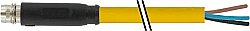 7000-08161-0300500 M8 male 0° A-cod. snap-in with cable PUR 3x0.25 ye UL/CSA+drag ch. 5m