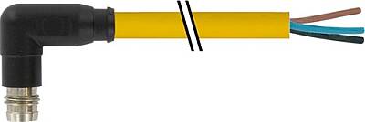 7000-08181-0100300 M8 male 90° A-cod. snap-in with cable PVC 3x0.25 ye UL/CSA 3m - 1