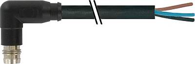 7000-08181-6501000 M8 male 90° A-cod. snap-in with cable PUR 3x0.25 bk UL/CSA+robot+drag ch. 10m - 1