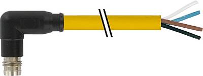 7000-08191-0310320 M8 male 90° A-cod. snap-in with cable PUR 4x0.25 ye UL/CSA+drag ch. 3.2m - 1