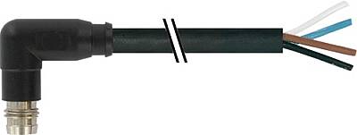 7000-08191-6310150 M8 male 90° A-cod. snap-in with cable PUR 4x0.25 bk UL/CSA+drag ch. 1.5m - 1