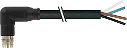 7000-08191-6510750 M8 male 90° A-cod. snap-in with cable PUR 4x0.25 bk UL/CSA+robot+drag ch. 7.5m