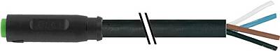 7000-08221-6311000 M8 female 0° A-cod. snap-in with cable PUR 4x0.25 bk UL/CSA+drag ch. 10m - 1