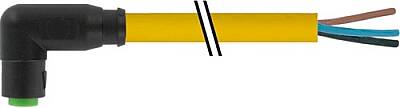 7000-08241-0100750 M8 female 90° A-cod. snap-in with cable PVC 3x0.25 ye UL/CSA 7.5m - 1
