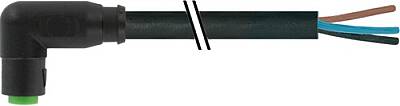 7000-08241-6300150 M8 female 90° A-cod. snap-in with cable PUR 3x0.25 bk UL/CSA+drag ch. 1.5m - 1