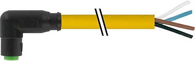7000-08261-0111000 M8 female 90° A-cod. snap-in with cable PVC 4x0.25 ye UL/CSA 10m - 1