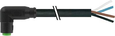 7000-08261-6310300 M8 female 90° A-cod. snap-in with cable PUR 4x0.25 bk UL/CSA+drag ch. 3m - 1