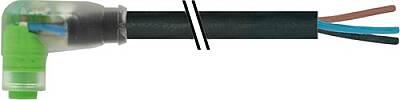 7000-08281-6300500 M8 female 90° A-cod. snap-in with cable LED PUR 3x0.25 bk UL/CSA+drag ch. 5m - 1