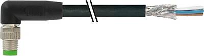 7000-08731-6410500 M8 male 90° A-cod. with cable shielded PUR 4x0.34 shielded bk UL/CSA+drag ch. 5m - 1