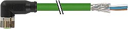 7000-08841-7910500 M8 female 90° A-cod. with cable shielded PUR 1x4xAWG26 shielded gn UL/CSA+drag ch. 5m