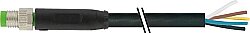 7000-08901-6950150 M8 male 0° with cable PUR 5x0.25 bk UL 1,5m