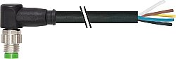 7000-08911-6950150 M8 male 90° with cable PUR 5x0.25 bk UL 1,5m