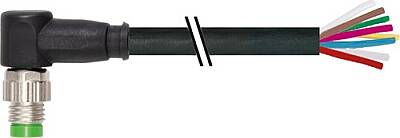 7000-08932-6961000 M8 male 90° with cable, 180° PUR 8x0.14 bk 10m - 1