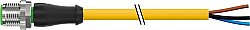7000-12001-0331200 M12 male 0° A-cod. with cable PUR 3x0.34 ye UL/CSA+drag ch. 12m