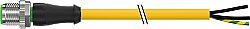 7000-12060-0360800 M12 male 0° A-cod. with cable PUR 3x0.75 ye UL/CSA+drag ch. 8m
