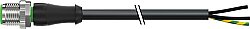 7000-12060-6361500 M12 male 0° A-cod. with cable PUR 3x0.75 bk UL/CSA+drag ch. 15m