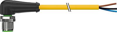 7000-12081-0330300 M12 male 90° A-cod. with cable PUR 3x0.34 ye UL/CSA+drag ch. 3m - 1