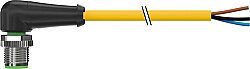 7000-12081-0530500 M12 male 90° A-cod. with cable PUR 3x0.34 ye UL/CSA+robot+drag ch. 5m