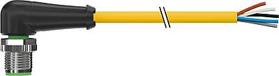 7000-12121-1260150 M12 male 90° A-cod. with cable PUR 5x0.34 ye UL/CSA+drag ch. 1.5m - 1