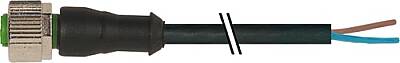 7000-12185-3790200 M12 female 0° A-cod. with cable PUR 2x0.5 bk UL/CSA+drag ch. 2m - 1