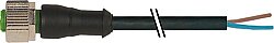 7000-12185-3790800 M12 female 0° A-cod. with cable PUR 2x0.5 bk UL/CSA+drag ch. 8m