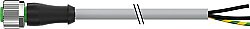 7000-12191-2361000 M12 female 0° A-cod. with cable PUR 3x0.75 gy UL/CSA+drag ch. 10m