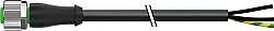 7000-12191-6261000 M12 female 0° A-cod. with cable PUR 3x0.75 bk UL/CSA 10m