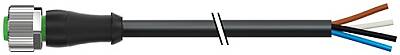 7000-12221-6346000 M12 female 0° A-cod. with cable PUR 4x0.34 bk UL/CSA+drag ch. 60m - 1