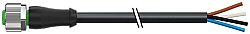7000-12221-6613000 M12 female 0° A-cod. with cable PUR 4x0.34 bk UL/CSA+drag ch. 30m