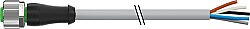 7000-12241-3433000 M12 female 0° A-cod. with cable PUR 5x0.34 gy 30m