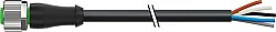 7000-12241-7320030 M12 female 0° A-cod. with cable PUR 5x0.34 bk UL/CSA+drag ch. 0.3m