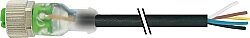 7000-12251-6151000 M12 female 0° A-cod.with cable 3LED PVC 5x0.34 bk UL/CSA 10m