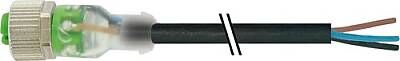 7000-12261-6330060 M12 female 0° A-cod. with cable LED PUR 3x0.34 bk UL/CSA+drag ch. 0.6m - 1