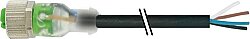 7000-12291-6340300 M12 female 0° A-cod. with cable LED PUR 4x0.34 bk UL/CSA+drag ch. 3m
