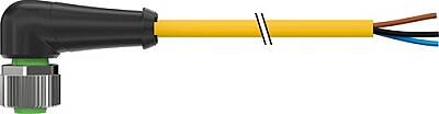 7000-12301-0331000 M12 female 90° A-cod. with cable PUR 3x0.34 ye UL/CSA+drag ch. 10m - 1