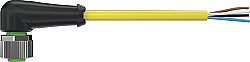 7000-12341-0541500 M12 female 90° A-cod. with cable PUR 4x0.34 ye UL/CSA+robot+drag ch. 15m
