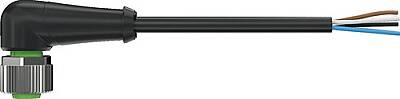 7000-12341-6543000 M12 female 90° A-cod. with cable PUR 4x0.34 bk UL/CSA+robot+drag ch. 30m - 1