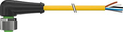 7000-12362-1261000 M12 female 90° A-cod. 180° with cable PUR 5x0.34 ye UL/CSA+drag ch. 10m - 1
