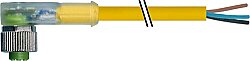 7000-12381-0130400 M12 female 90° A-cod. with cable LED PVC 3x0.34 ye UL/CSA 4m