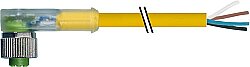7000-12421-0341000 M12 female 90° A-cod. with cable LED PUR 4x0.34 ye UL/CSA+drag ch. 10m