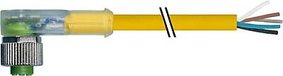 7000-12441-1260500 M12 female 90° A-cod. with cable LED PUR 5x0.34 ye UL/CSA+drag ch. 5m - 1
