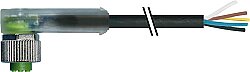 7000-12441-6350060 M12 female 90° A-cod. with cable LED PUR 5x0.34 bk UL/CSA+drag ch. 0.6m