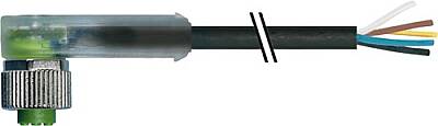 7000-12443-7320750 M12 female 90° A-cod. with cable LED PUR 5x0.34 bk UL/CSA+drag ch. 7.5m - 1