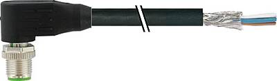 7000-13141-6410300 M12 male 90° A-cod. with cable shielded PUR 4x0.34 shielded bk UL/CSA+drag ch. 3m - 1